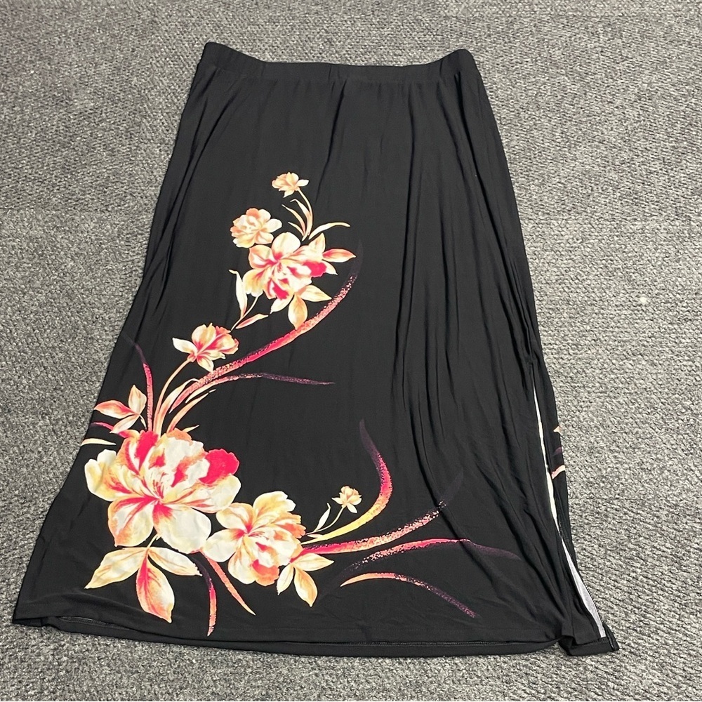 Chico's Womens Floral Tropical Maxi skirt pull on beach resortwear size 2/Large